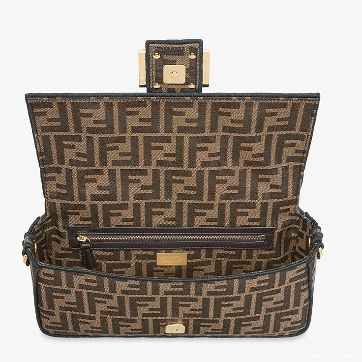 Affordable Medium Motif FF Brown In Bag Fabric Baguette Fendi 0728